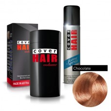 Cover Hair Volume hajdúsító, 30 g, csokoládé (vöröses barna) + kötést erősítő spray Hajformázás